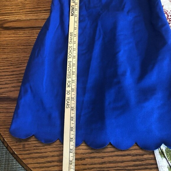 J. Crew Cobalt Blue Scalloped Sleeveless Round Neck Back-Zip Shift Dress Size 0 - Picture 9 of 10
